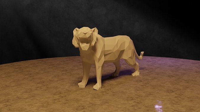 Polygonal Tiger 3D print model