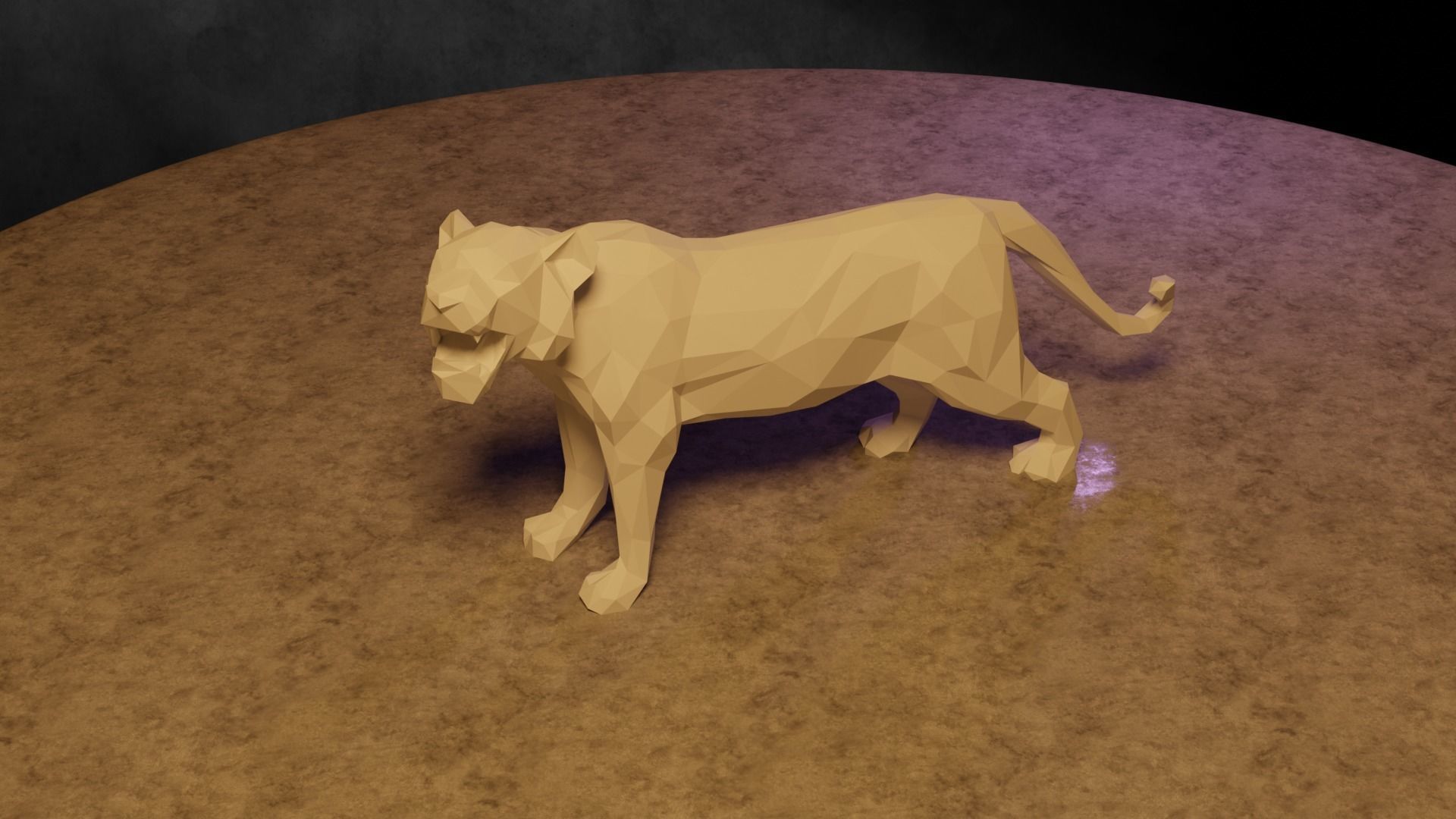 Polygonal Tiger 3D print model_9