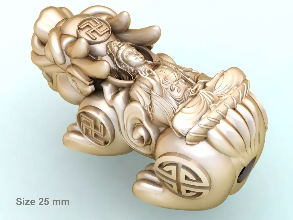 Pixiu guanyin buddha Bracelet - Unicorn bracelet - Size 25 mm 3D print model