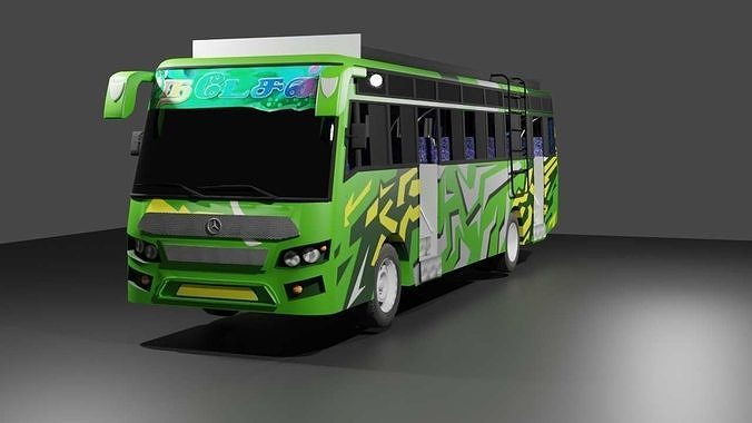 Tn private bus lowpoly game ready 3d model Low-poly 3D model
