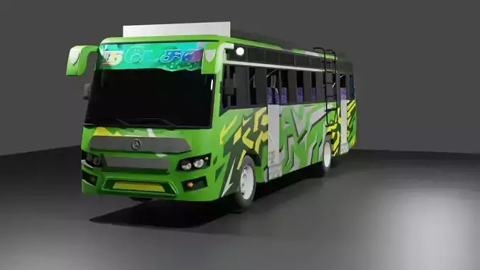 Tn private bus lowpoly game ready 3d model