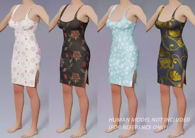 flowered dress 3d model