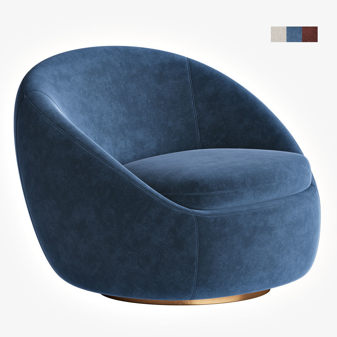 Cozy Swivel Chair Westelm 3D model_1