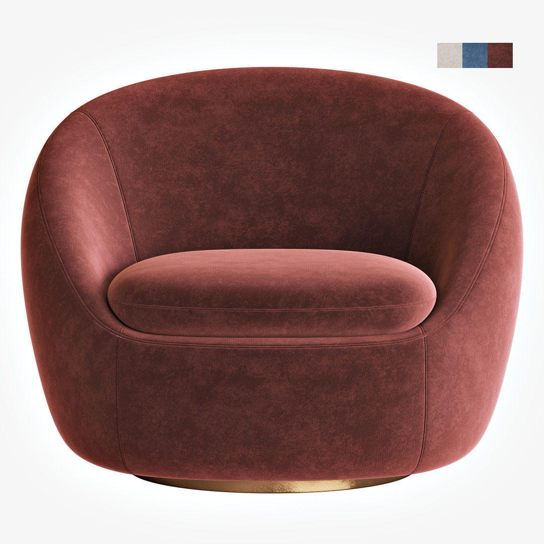Cozy Swivel Chair Westelm 3D model_2