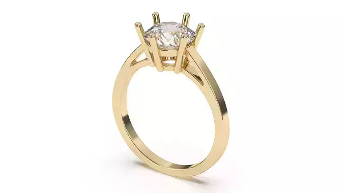 Six Prong Setting Solitaire Diamond Engagement Ring 3D print model