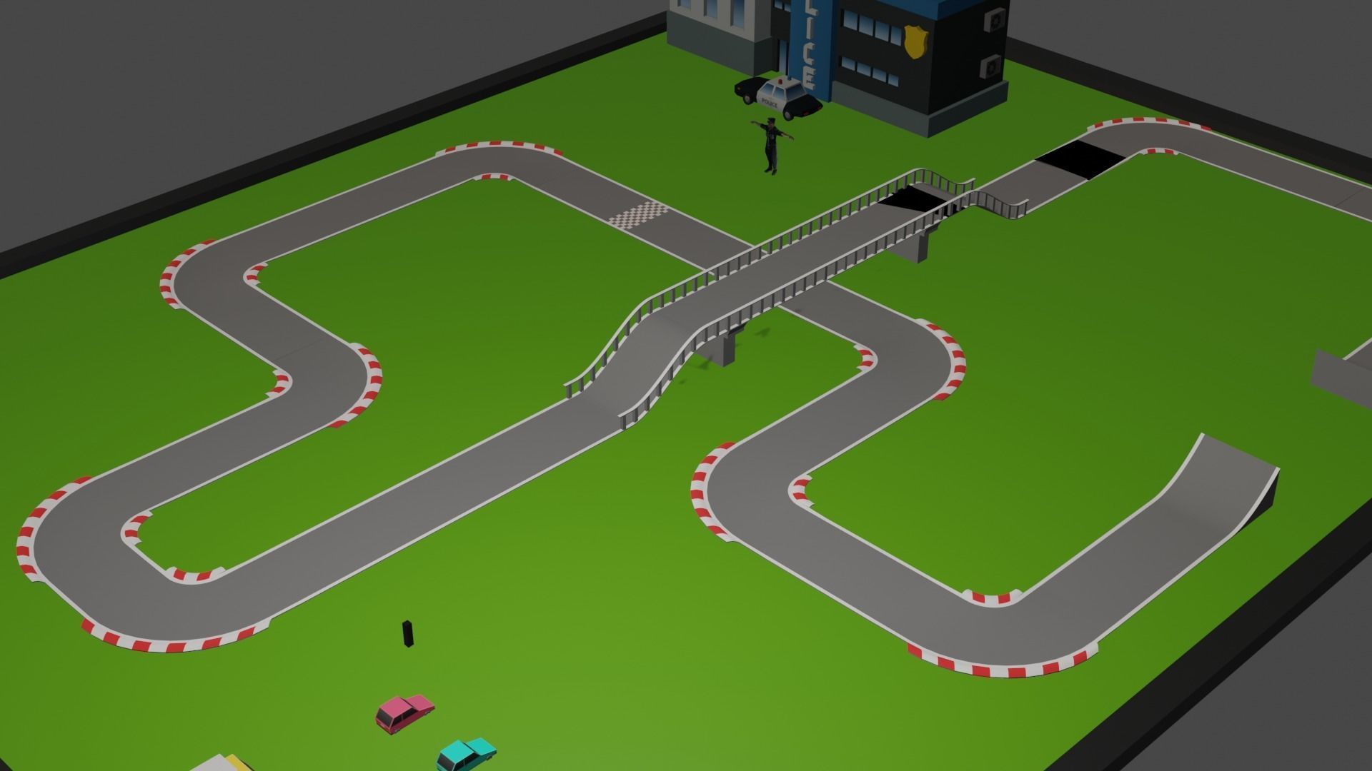 racing model with police low poly game ready  Low-poly 3D model_3