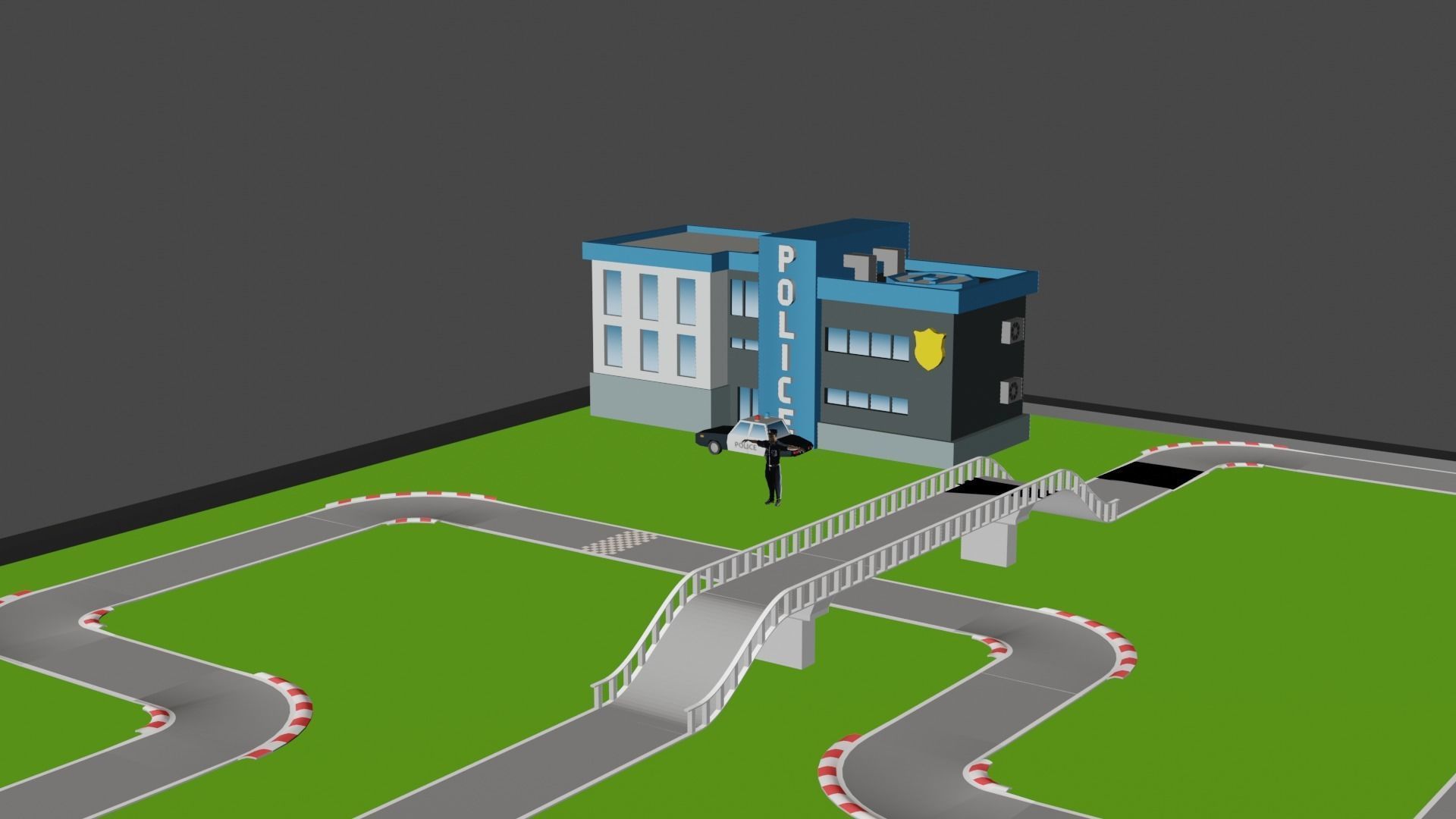 racing model with police low poly game ready  Low-poly 3D model_1