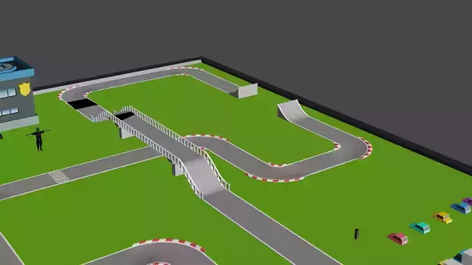 racing model with police low poly game ready  Low-poly 3D model