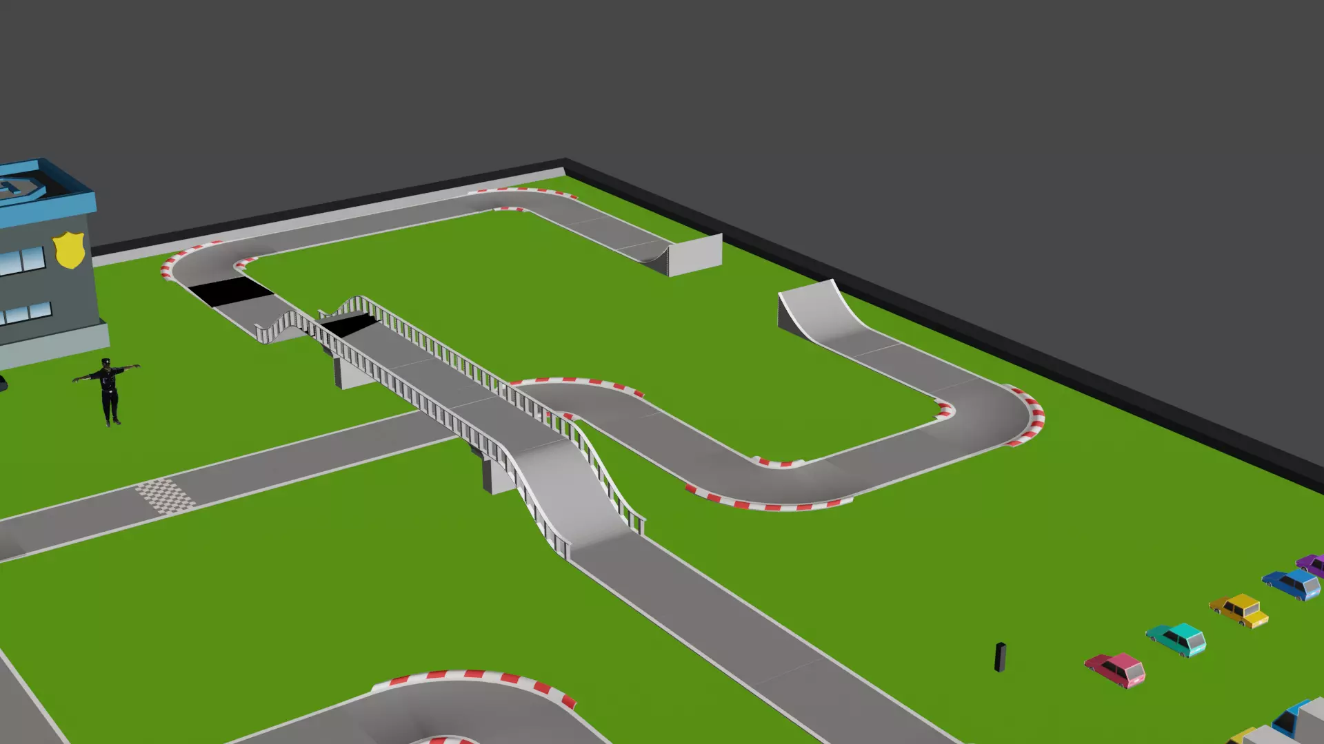 racing model with police low poly game ready  Low-poly 3D model_0