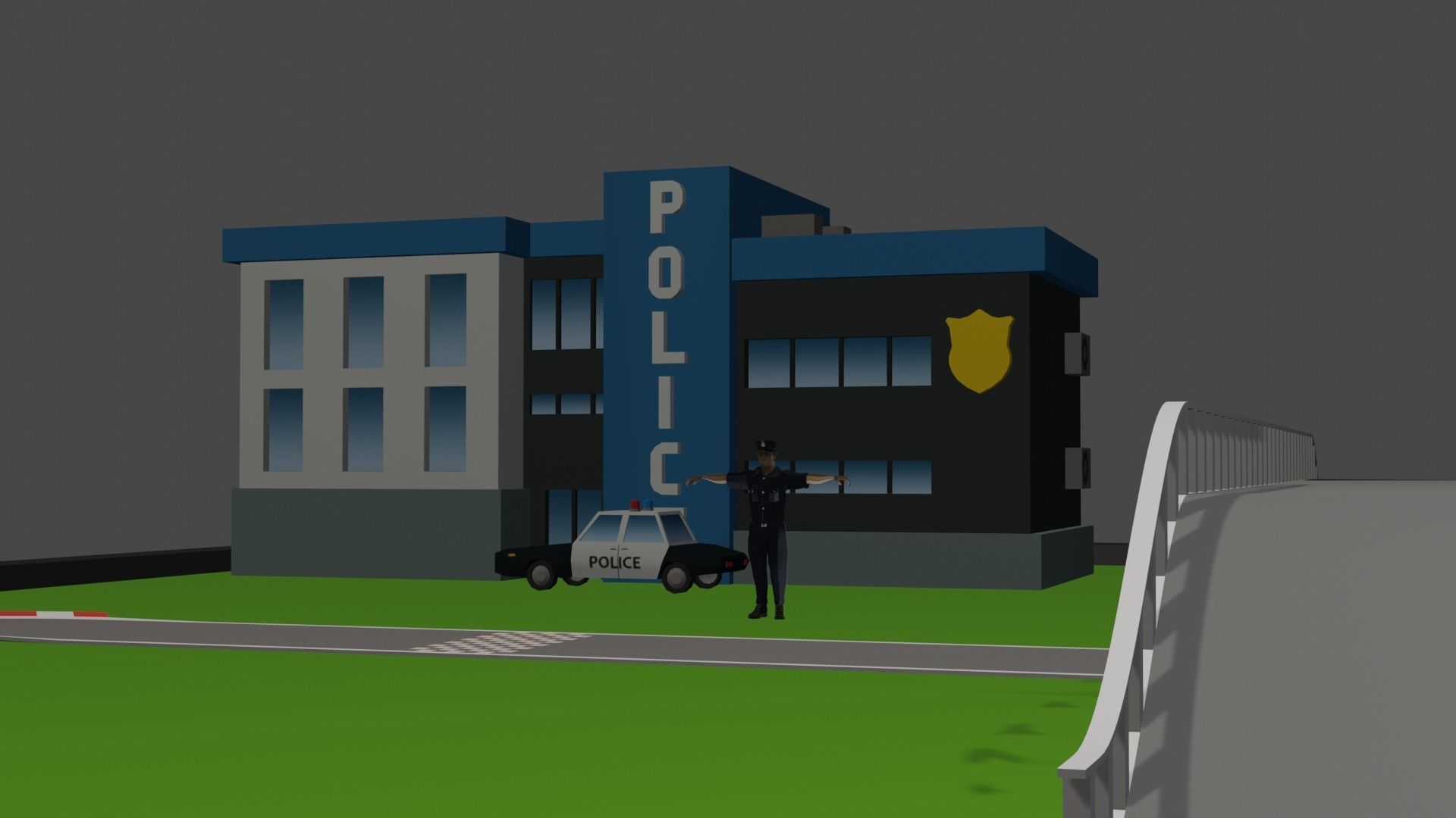 racing model with police low poly game ready  Low-poly 3D model_6