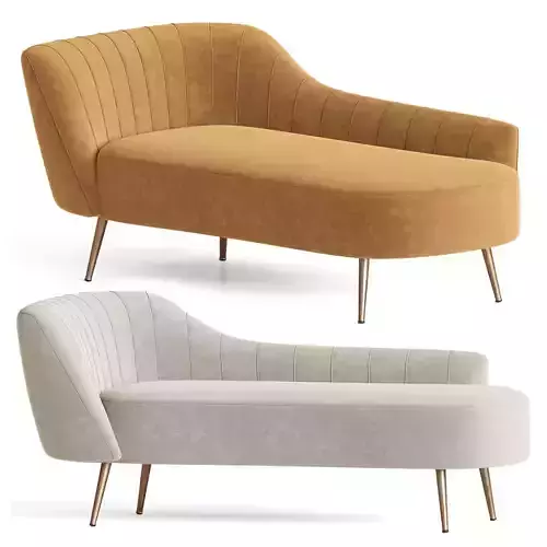 Maud Grey Left Arm Velvet Chaise