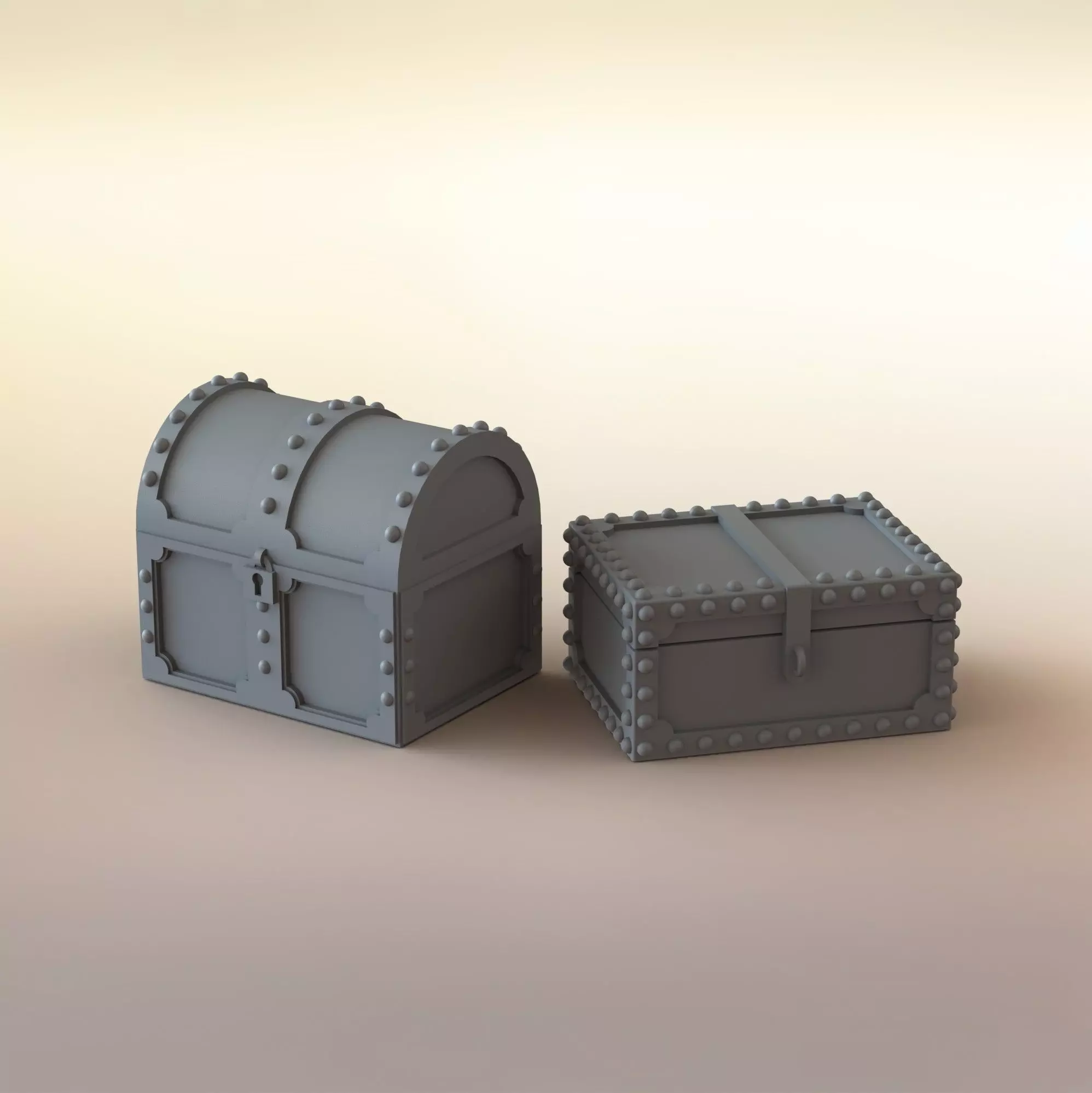 Medieval Chest and Trunk Free 3D print model
