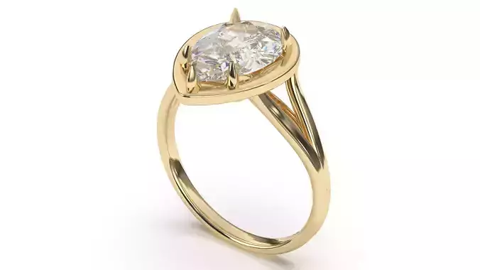 Solitaire Halo Pear Engagement Ring