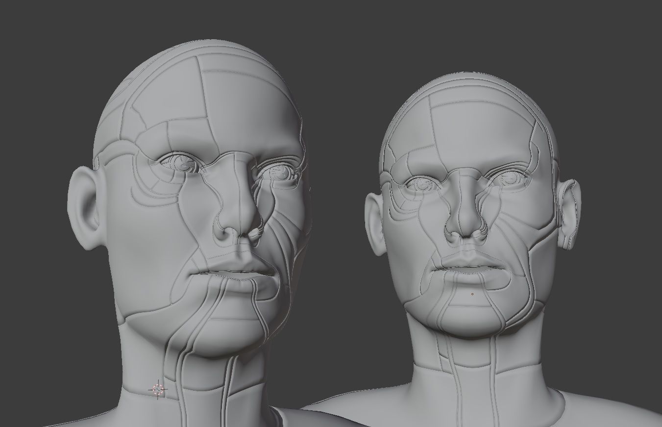 Female Robot Head Low-poly 3D model_5