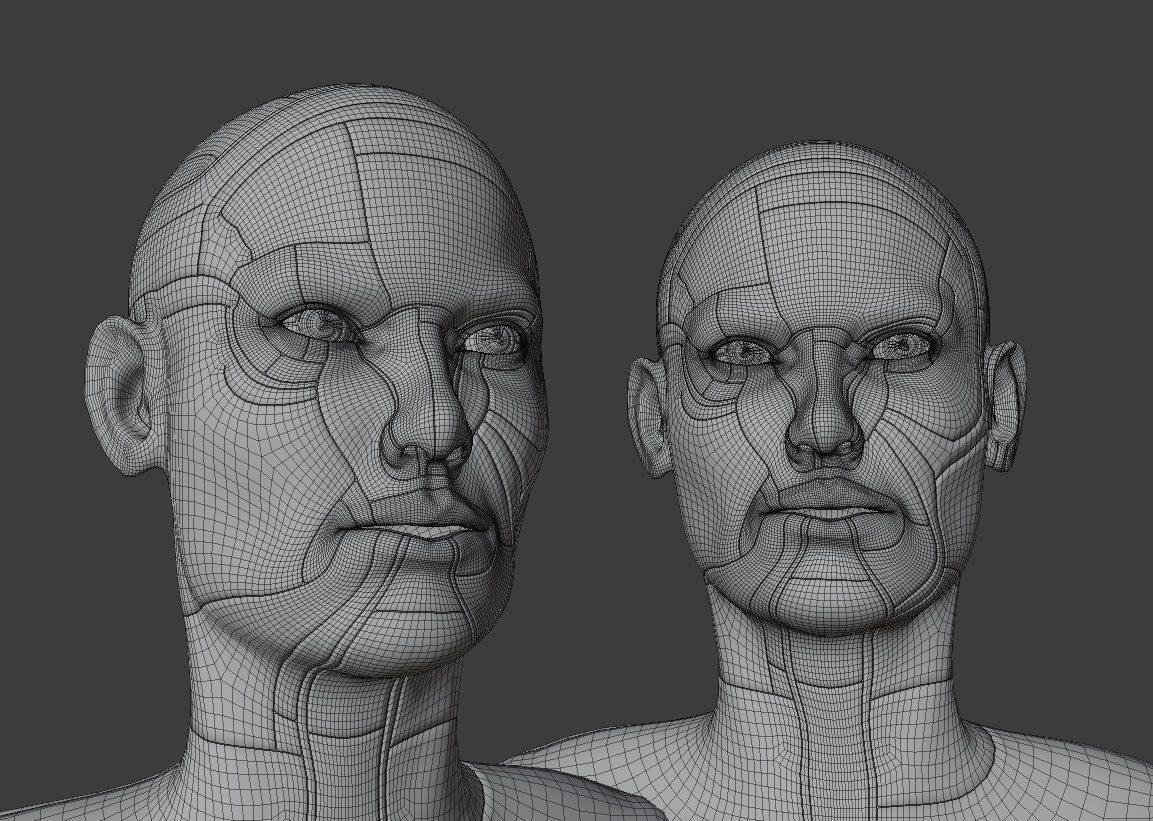 Female Robot Head Low-poly 3D model_7