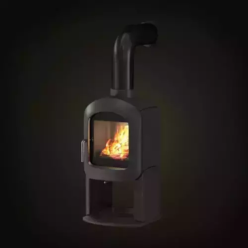 Modern Yet Rustic Charcoal Grey Stainless Steel Wood Fireplac... 3D model