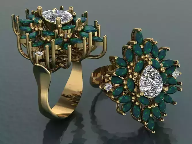 marquise diamond ring 09 3D print model