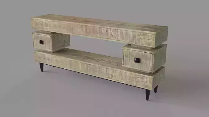 Delacora Flynn 69 Rustic Modern Open Concept Console Cabinet