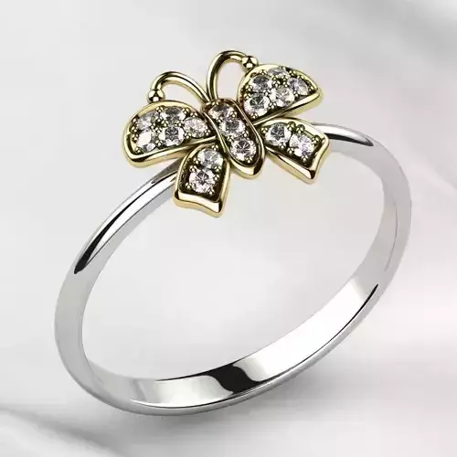 Low Weight Butterfly Gold Ring 3D print model