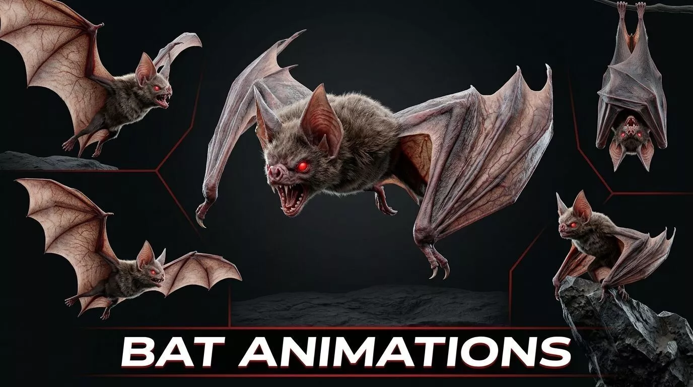 bat animations Low-poly 3D model