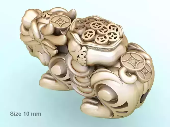 Pixiu money coin Bracelet - Unicorn  bracelet - Size 10 mm  3D print model