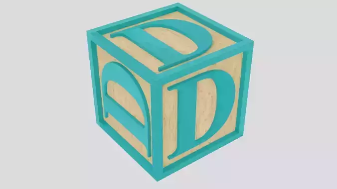 Kids Letter Block - D Letter Low-poly 3D model