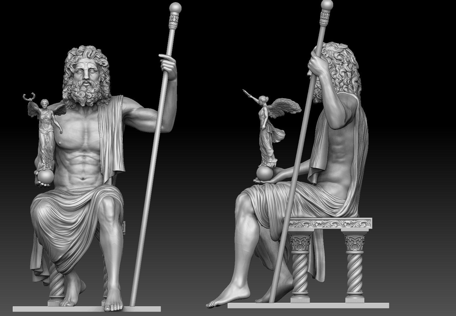 Zeus and Nike sculpture 3D print model_1
