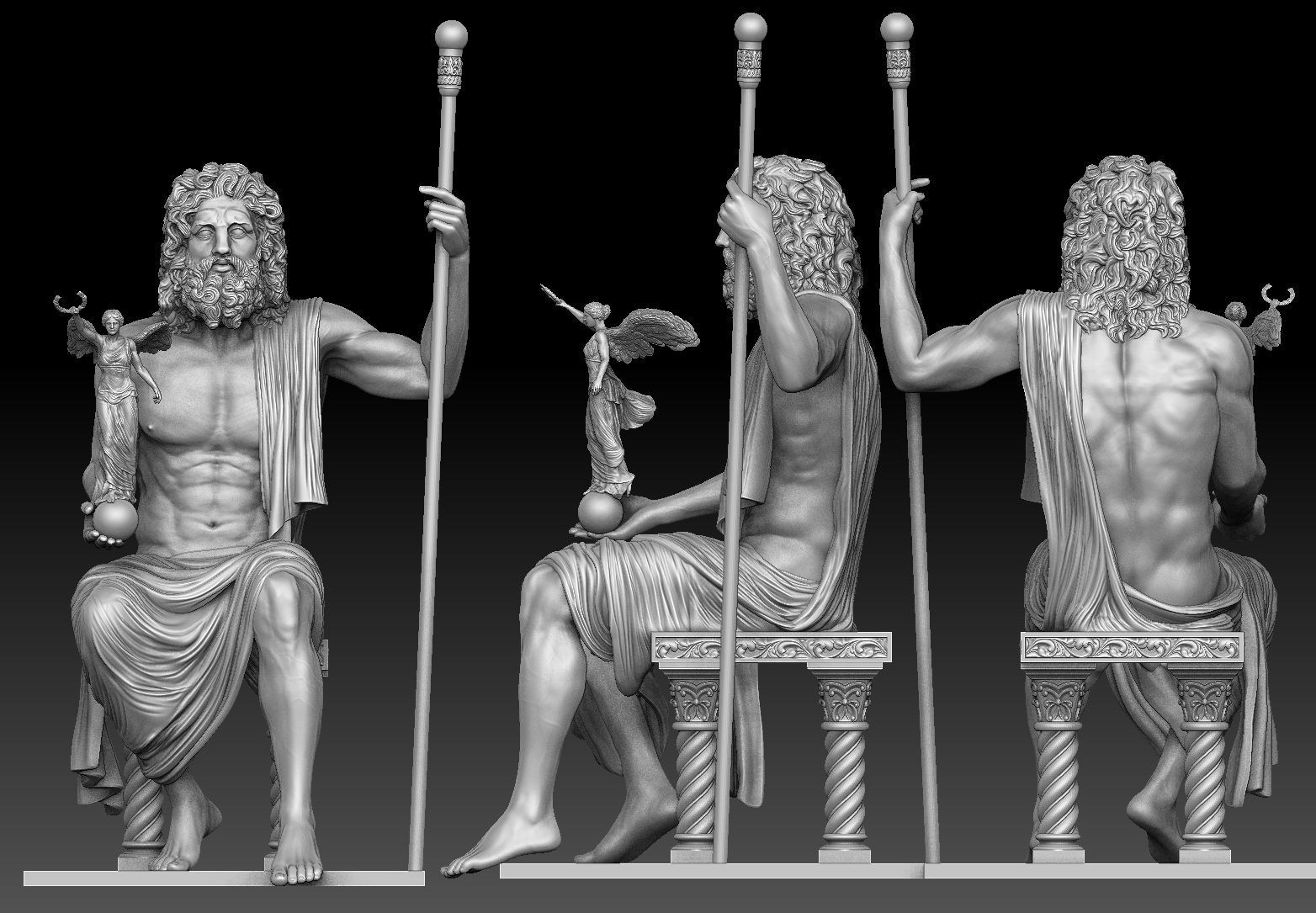 Zeus and Nike sculpture 3D print model_4