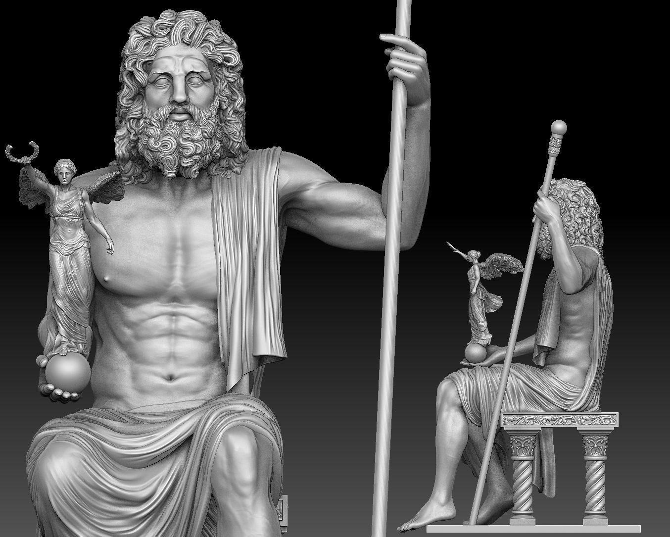Zeus and Nike sculpture 3D print model_16