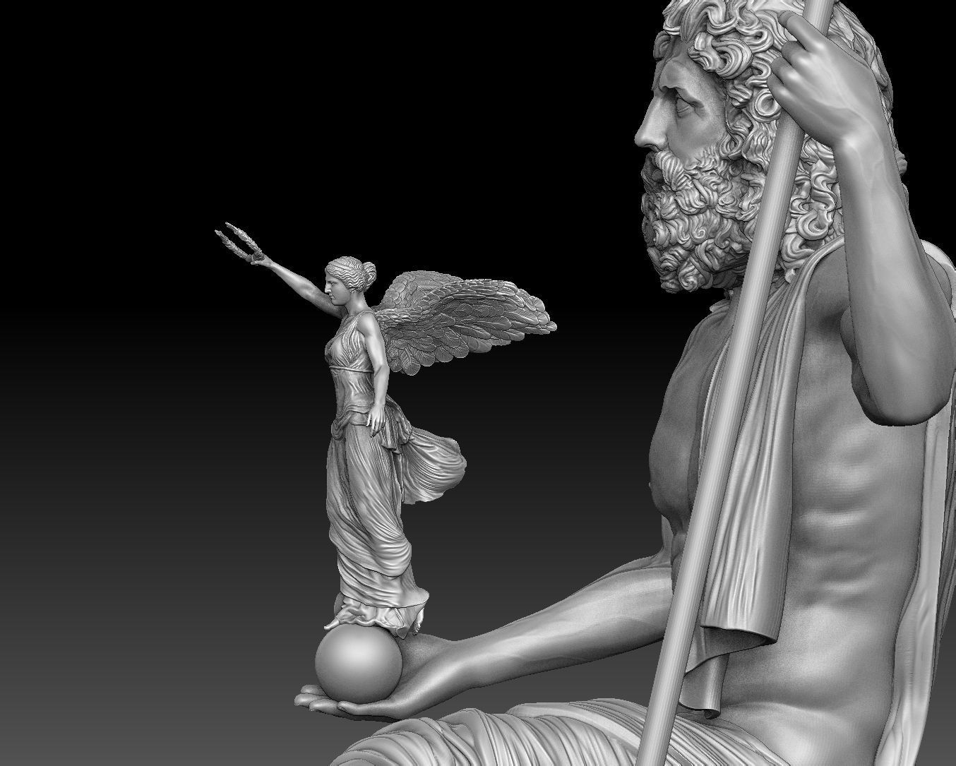 Zeus and Nike sculpture 3D print model_6