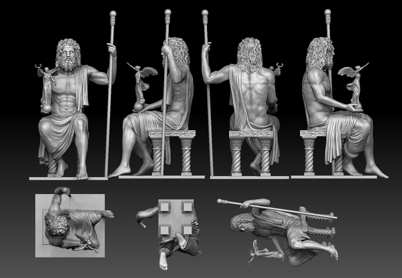 Zeus and Nike sculpture 3D print model_5