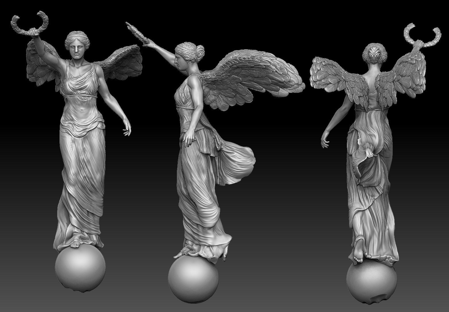 Zeus and Nike sculpture 3D print model_3