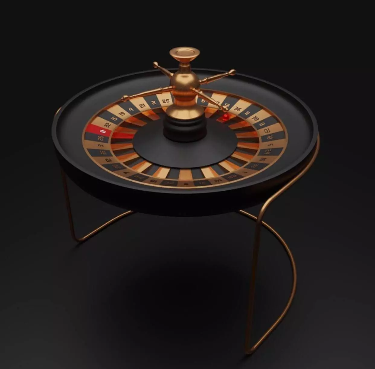 Black Casino Roulette Wheel with a Red ball 3D model 3D model_0