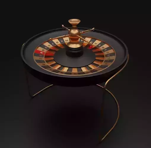 Black Casino Roulette Wheel with a Red ball 3D model