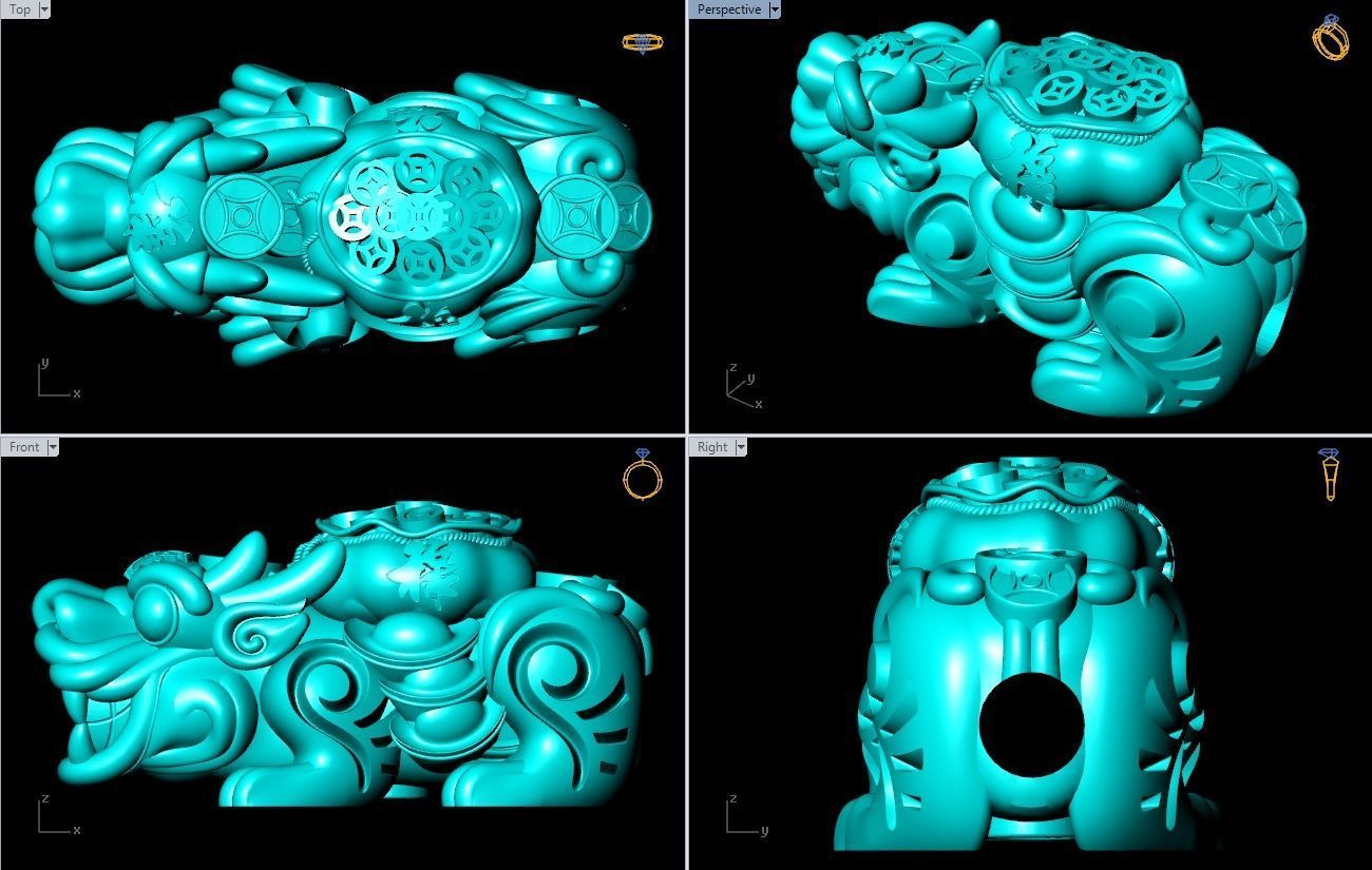 Pixiu money coin Bracelet - Unicorn bracelet - Size 15 mm 3D print model_7