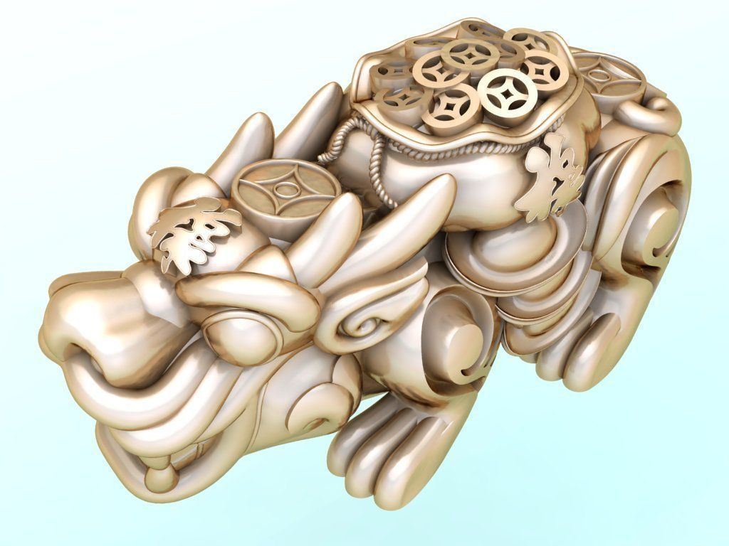 Pixiu money coin Bracelet - Unicorn bracelet - Size 15 mm 3D print model_1