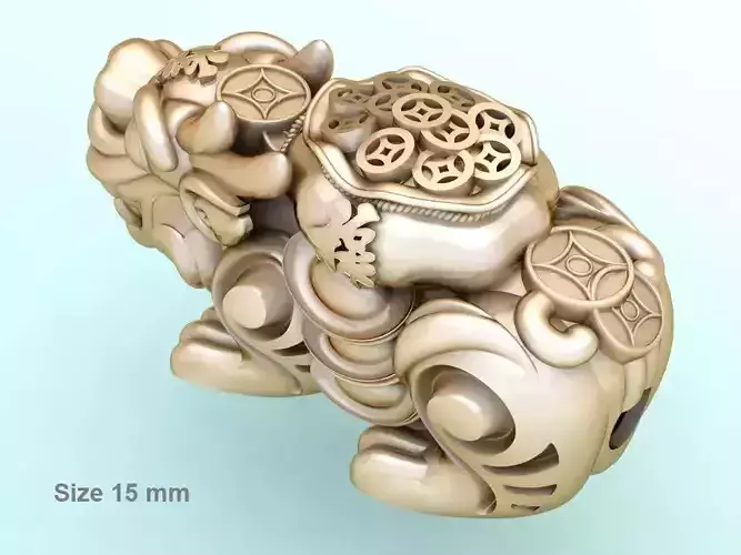 Pixiu money coin Bracelet - Unicorn  bracelet - Size 15 mm  3D print model