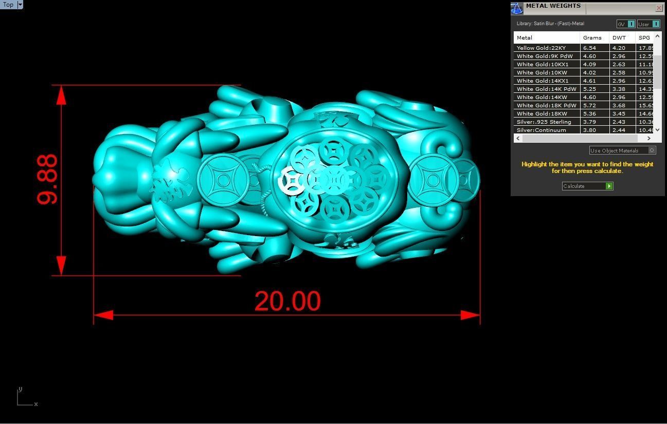 Pixiu money coin Bracelet - Unicorn  bracelet - Size 20 mm  3D print model_8