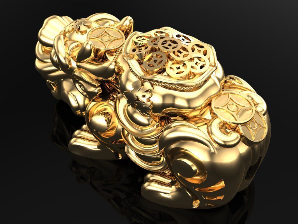 Pixiu money coin Bracelet - Unicorn  bracelet - Size 20 mm  3D print model_4