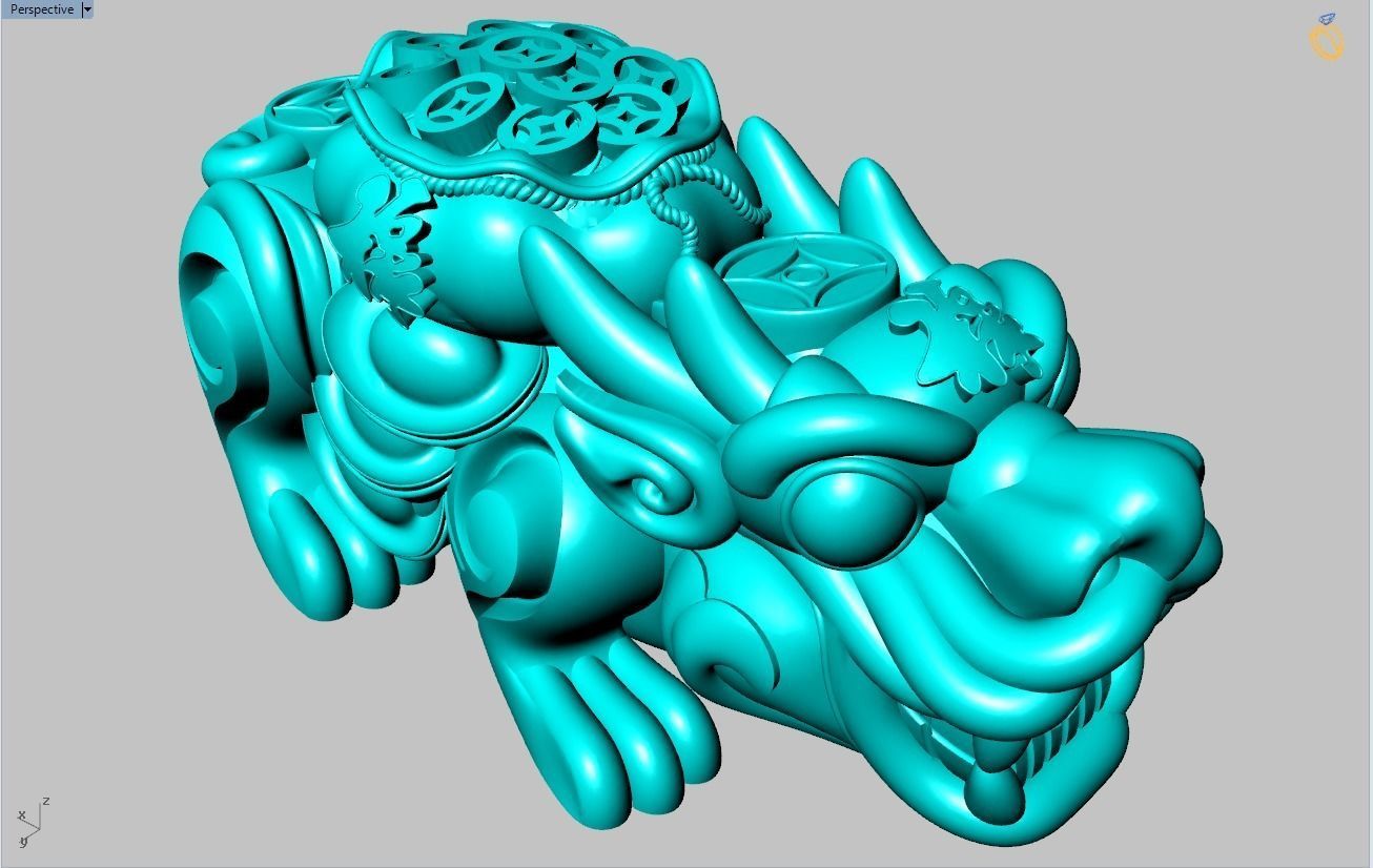 Pixiu money coin Bracelet - Unicorn  bracelet - Size 25 mm  3D print model_12