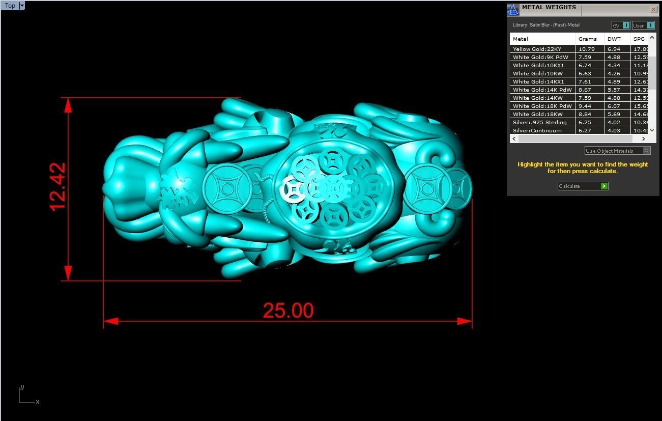 Pixiu money coin Bracelet - Unicorn  bracelet - Size 25 mm  3D print model_8