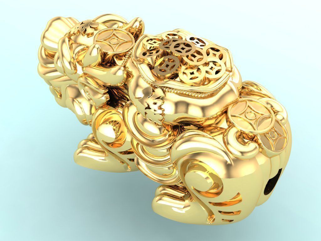 Pixiu money coin Bracelet - Unicorn  bracelet - Size 25 mm  3D print model_5