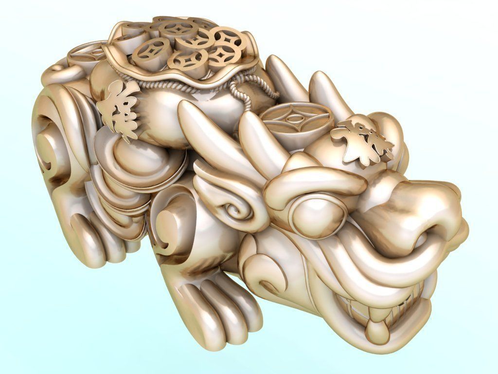 Pixiu money coin Bracelet - Unicorn  bracelet - Size 30 mm  3D print model_2