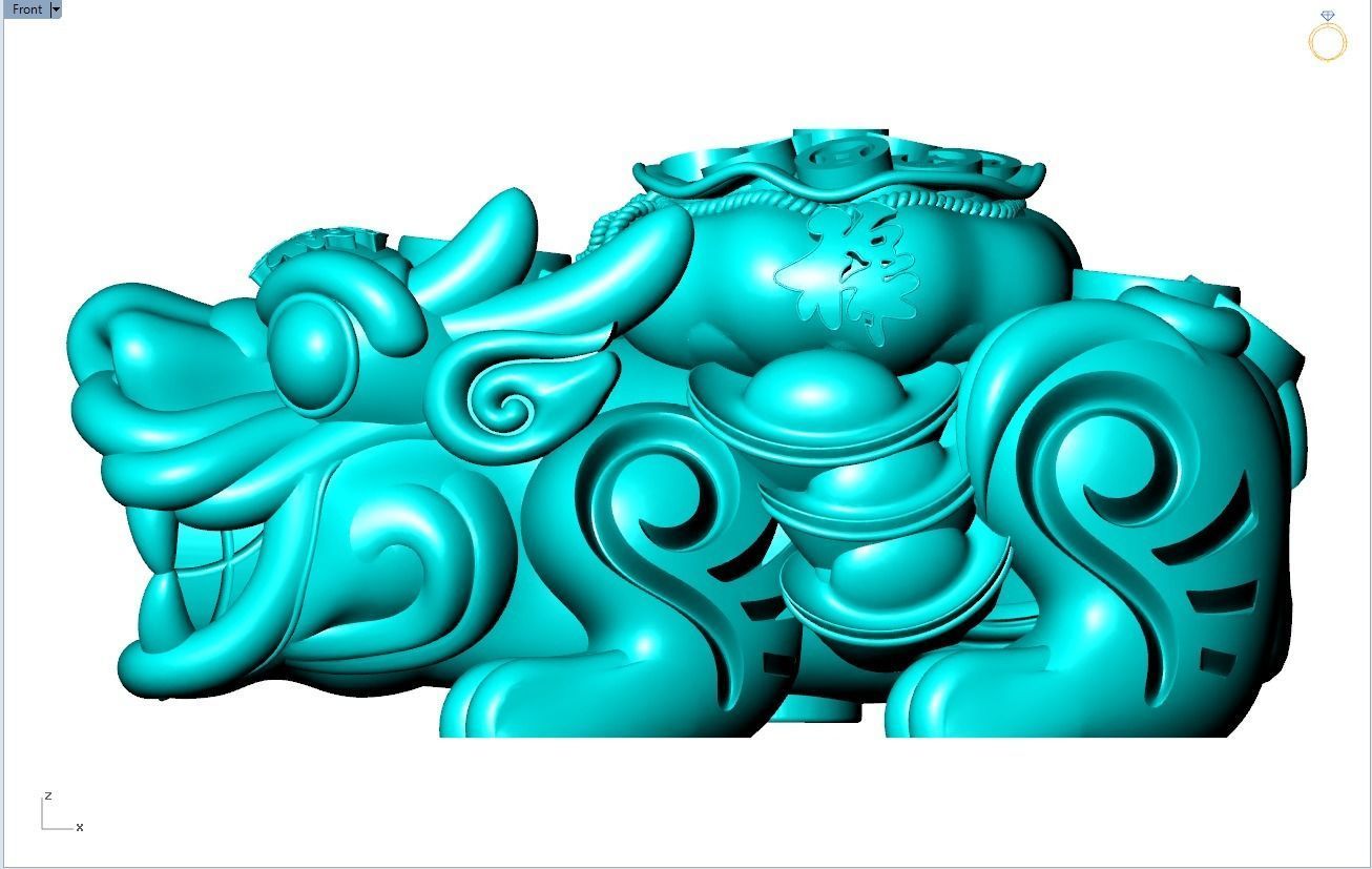 Pixiu money coin Bracelet - Unicorn  bracelet - Size 30 mm  3D print model_13