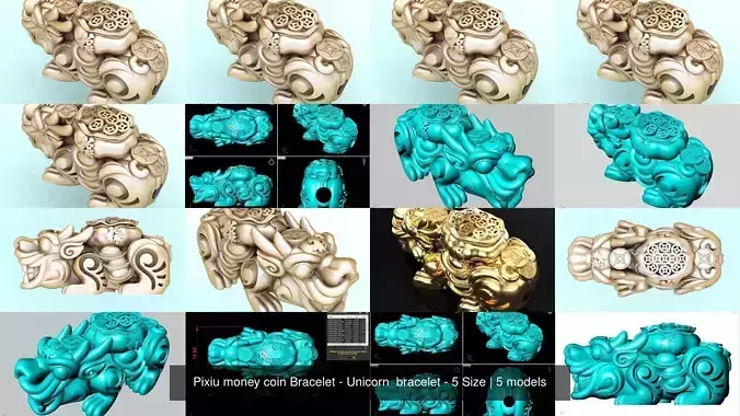 Pixiu money coin Bracelet - Unicorn  bracelet - 5 Size