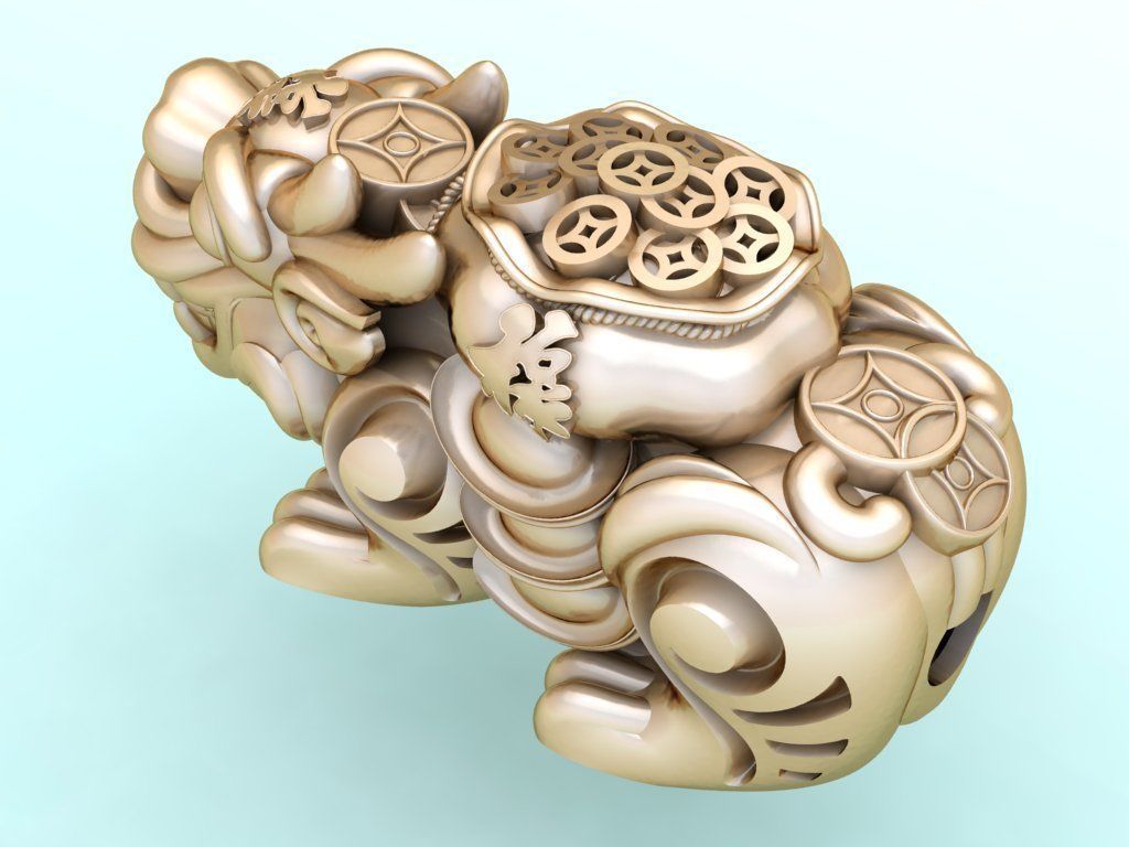 Pixiu money coin Bracelet - Unicorn bracelet - 5 Size 3D Model Collection_2