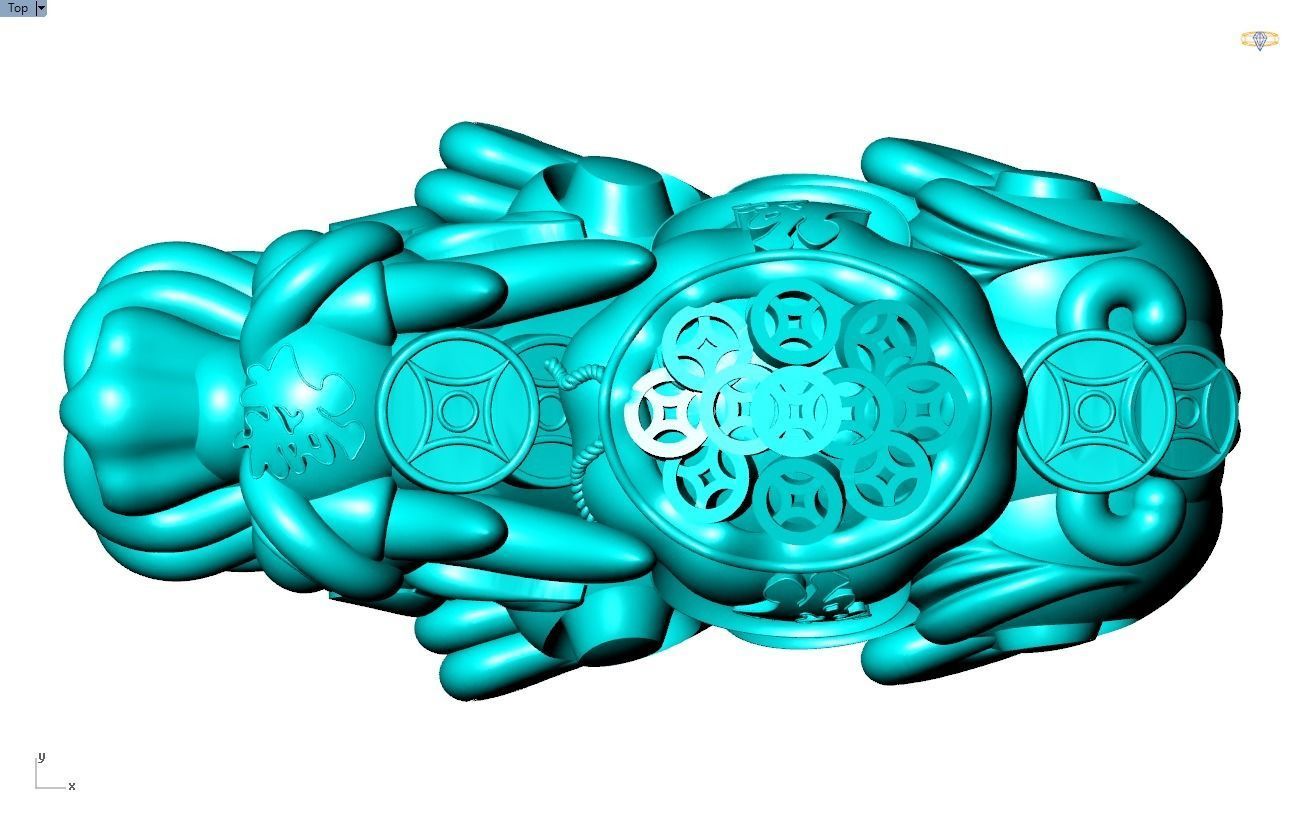 Pixiu money coin Bracelet - Unicorn bracelet - 5 Size 3D Model Collection_14