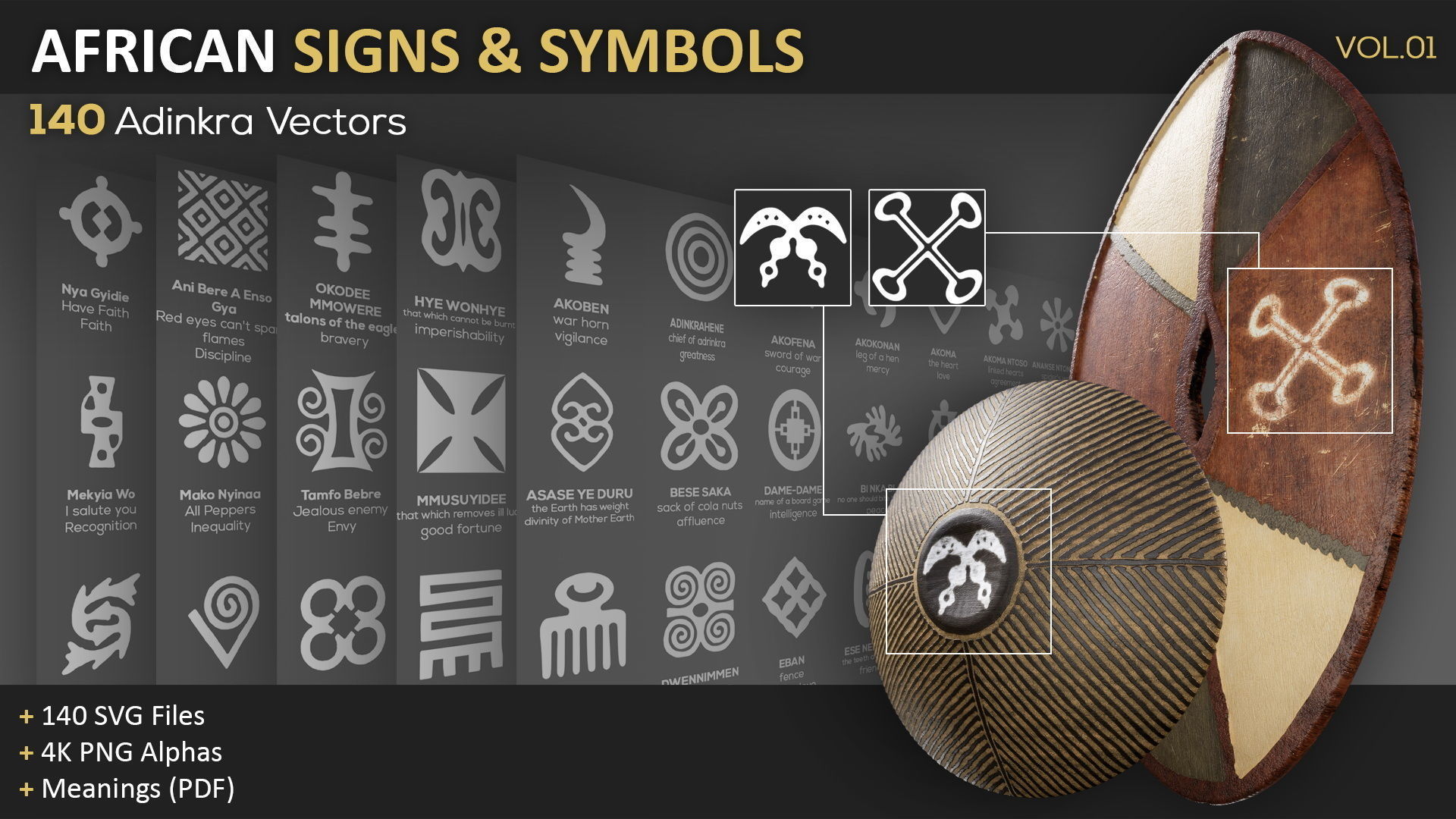 140 African Signs and Symbols Vol01 - Adinkra Vectors Texture_8