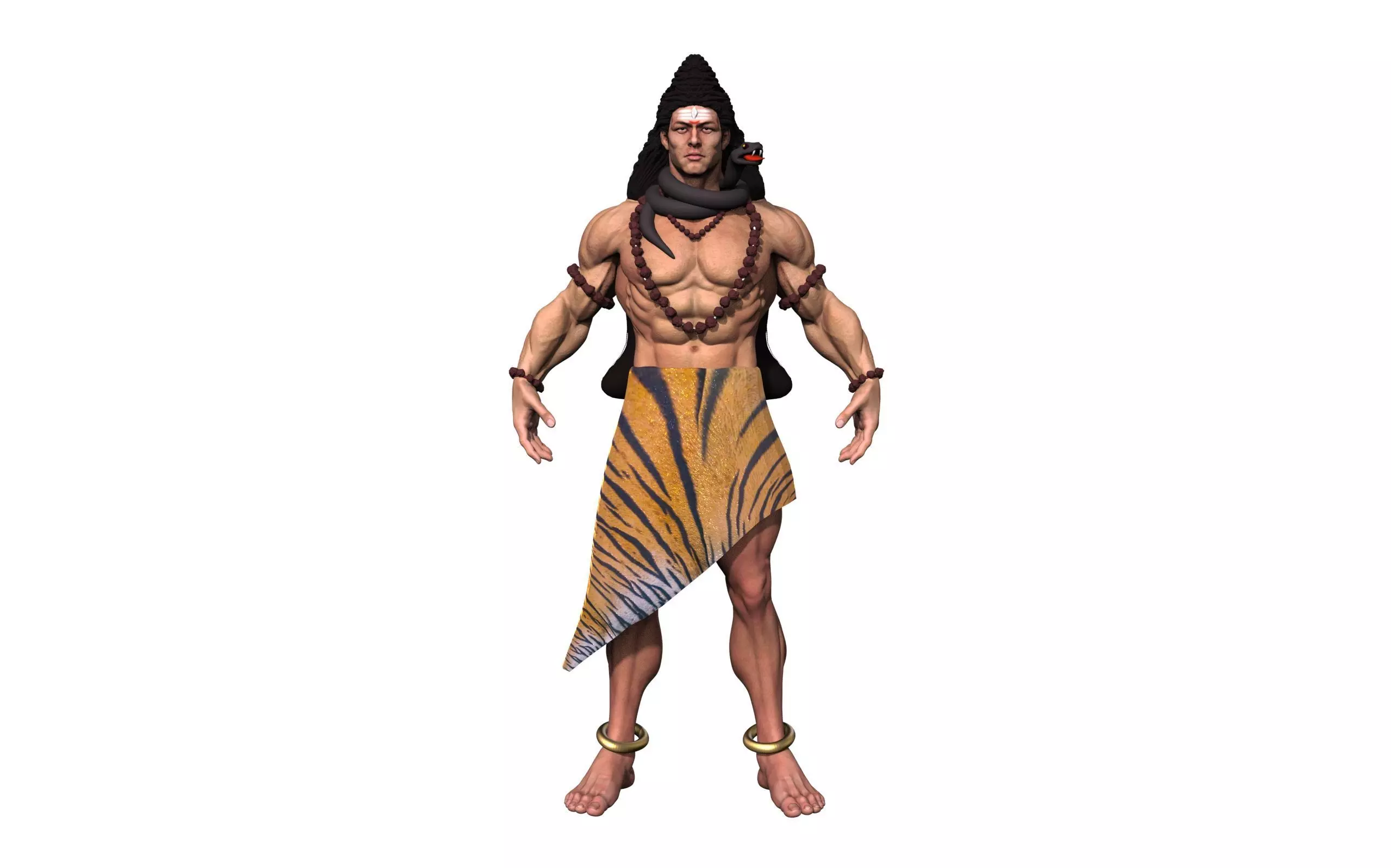 shiv 3d model man in tiger costume 3D model