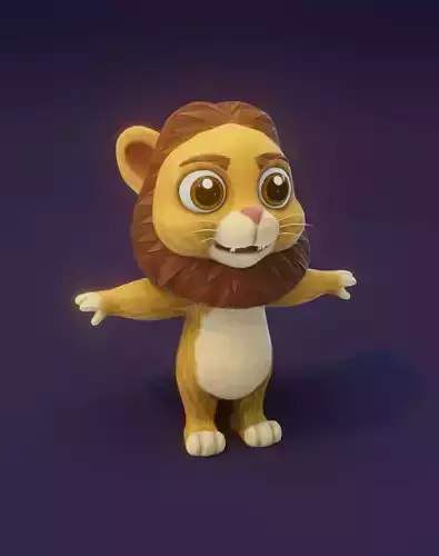 Cartoon Lion Animated 3D Model Low-poly 3D model